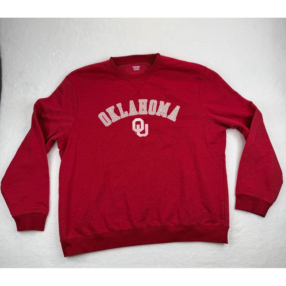 Captivating Oklahoma Sooners Mens 2XL Red Heather Crewneck Sweatshirt OU Fleece